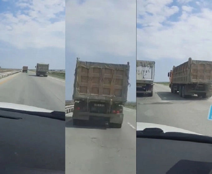 Bakı-Quba yolunda yük maşınları sürücülərinin özbaşınalığı - VİDEO