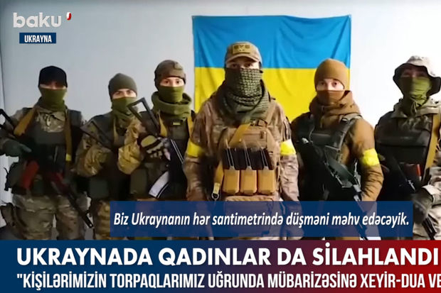 Ukraynalı qadınlar silahlanıb orduya qoşuldular - VİDEO