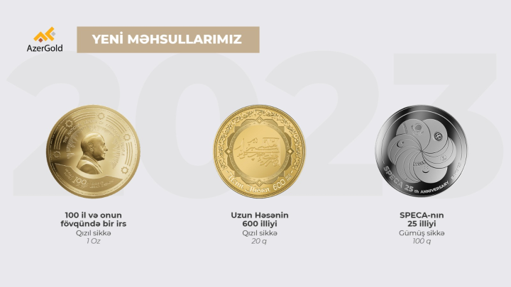 “AzerGold” QSC 2023-cü ildə 3 dizaynda qızıl və gümüş sikkələr istehsal edib