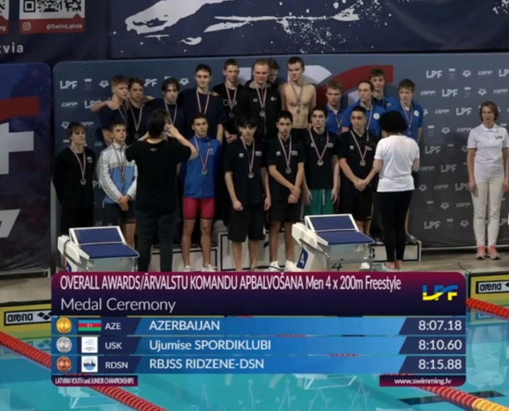 Üzgüçülərimiz Latviyada estafet yarışlarında qızıl medal qazanıb