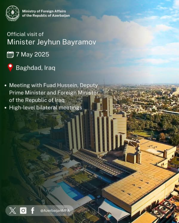 Ceyhun Bayramov İraqa gedib