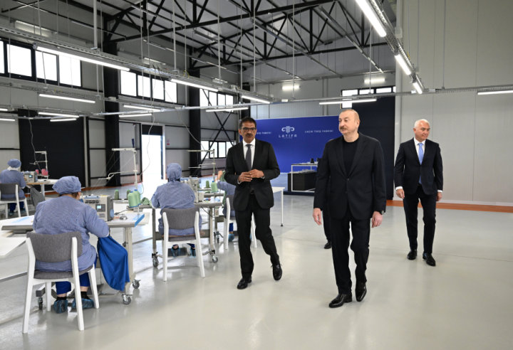 İlham Əliyev “LATIFA” Laçın tikiş fabrikinin açılışında iştirak edib