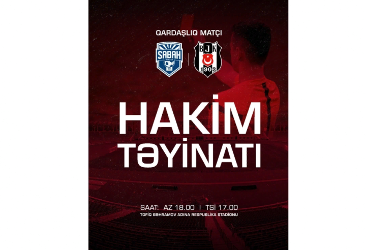 “Sabah” – “Beşiktaş” oyununa hakim təyinatları açıqlanıb