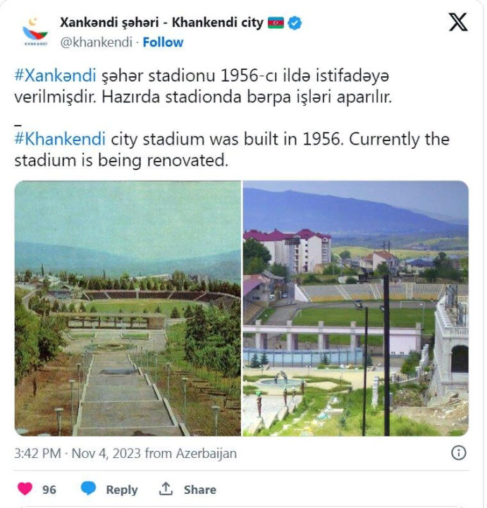 Xankəndi stadionundan ən son görüntülər