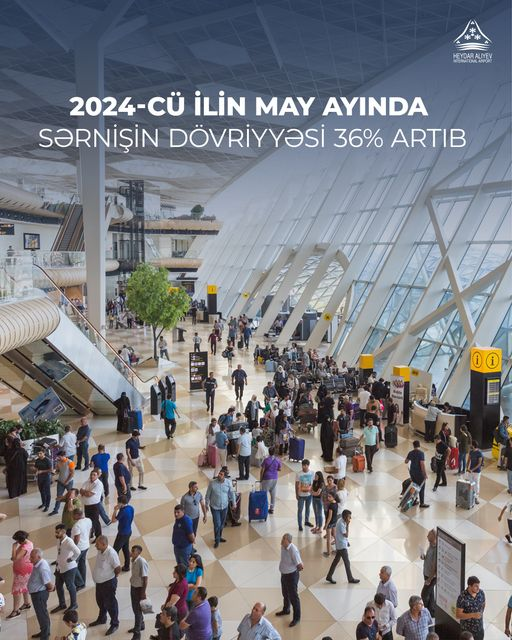 Bakı aeroportunda 2024-cü ilin may ayında sərnişin dövriyyəsi 36% artıb