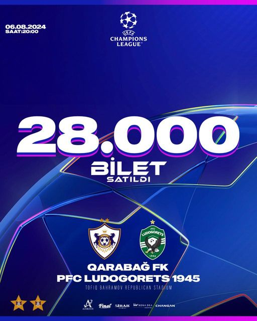 "Qarabağ"ın bugünkü oyununa 28 min bilet satılıb