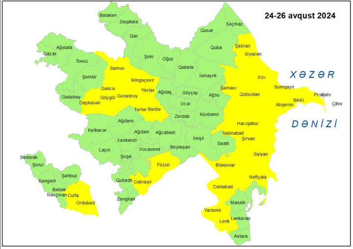 Küləkli hava şəraiti ilə bağlı sarı xəbərdarlıq
