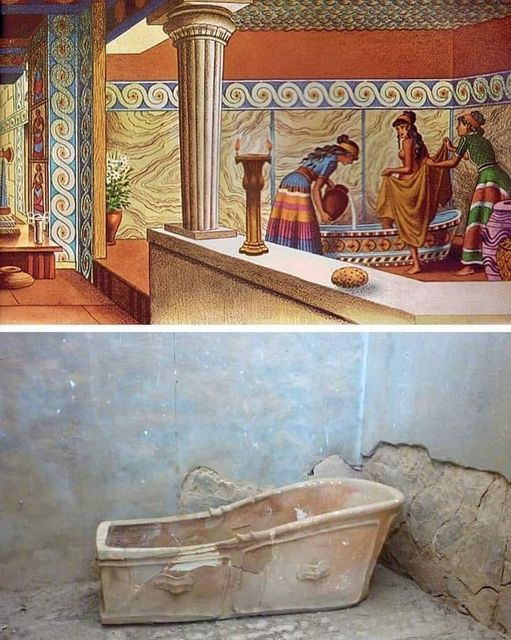 Minoan sivilizasiyasına aid olan Knossos sarayında Kraliça hamamı