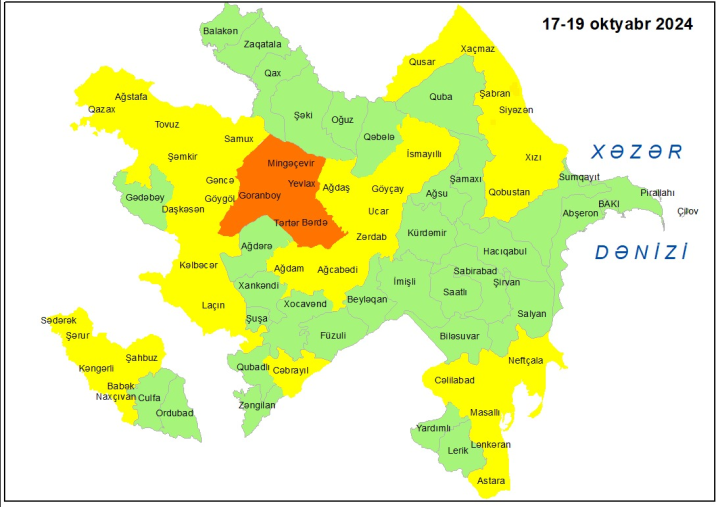 Küləkli hava şəraiti ilə bağlı sarı və narıncı XƏBƏRDARLIQ