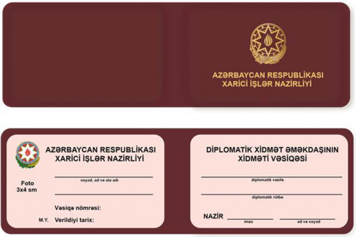 Azərbaycan diplomatlarının xidməti vəsiqəsinin nümunəsi təsdiq edilib
