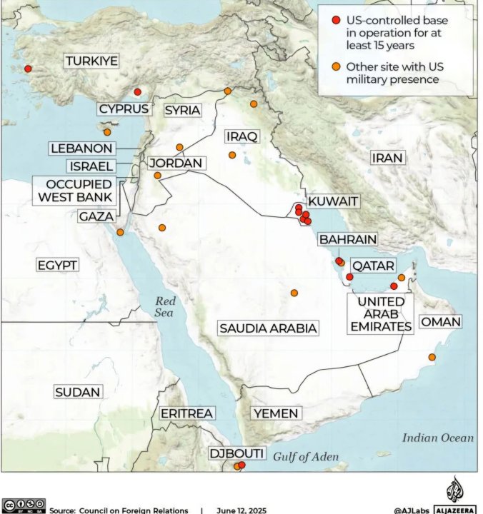 Yaxın Şərqdəki ABŞ hərbi bazalarının yerləşdiyi ölkələr və hərbçi sayı