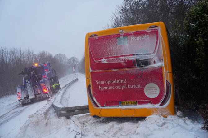 Qar fırtınası Danimarkanın böyük bir hissəsini bürüyüb