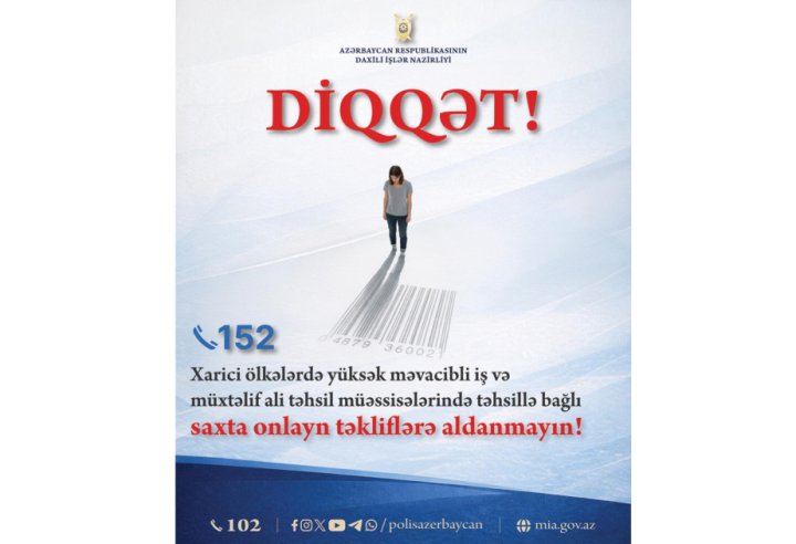 "İnsan alverinin qurbanına çevrilməmək üçün diqqətli ol" - DİN müraciət edib