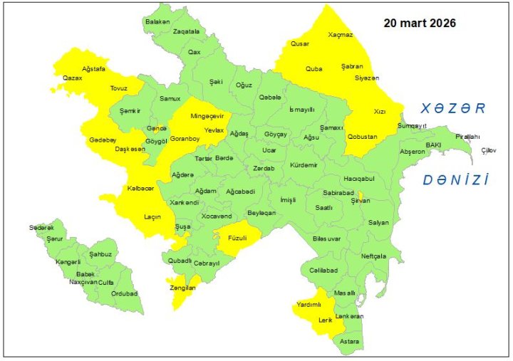 Küləkli hava şəraiti ilə bağlı sarı xəbərdarlıq verilib